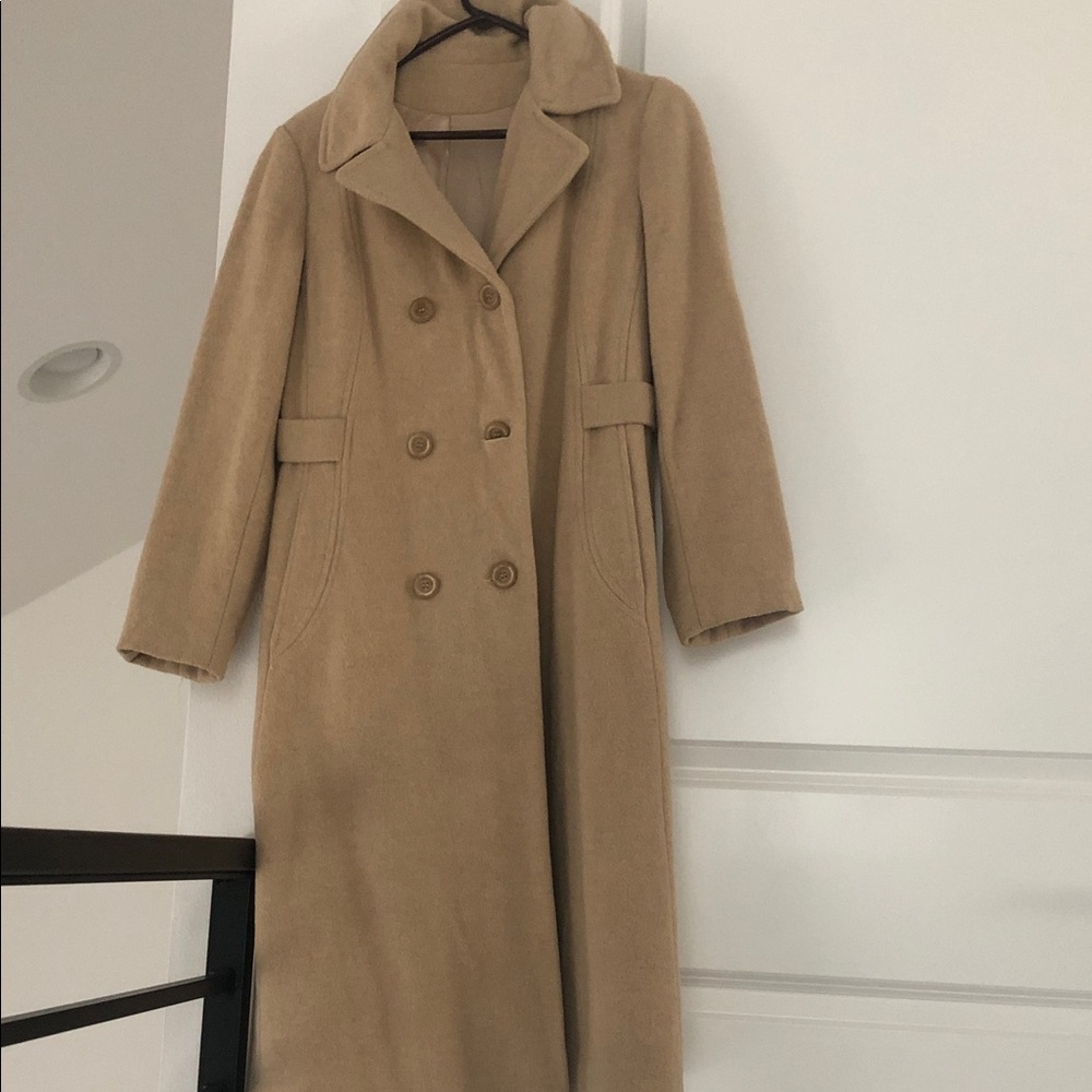 Bromleigh wool Elegant Tan Double-Breasted Coat size xs-s